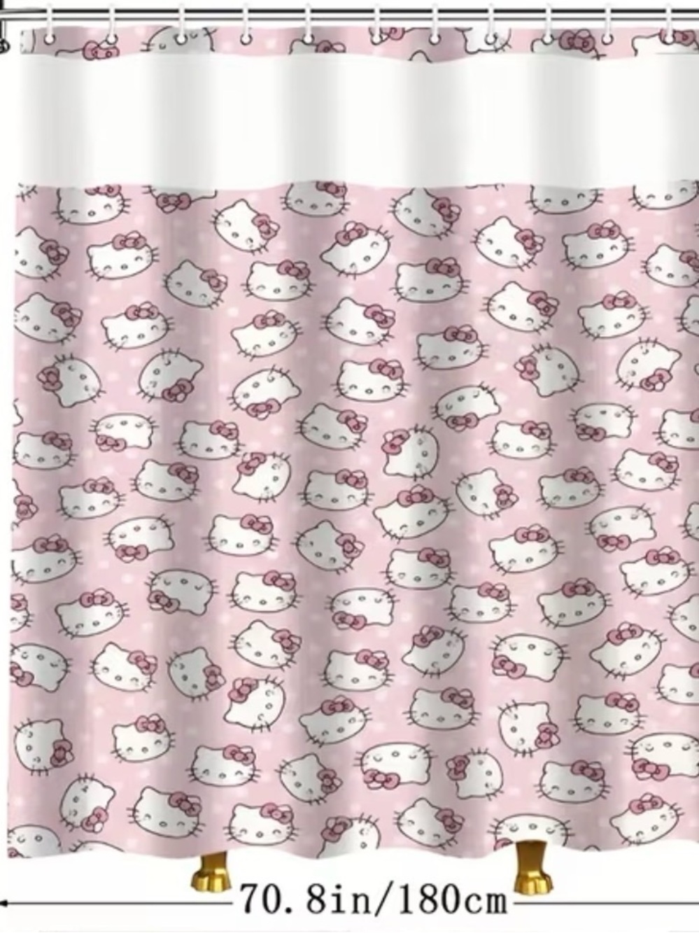 Hello Kitty Pink Pattern Shower Curtain - Picture 7 of 7